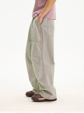 [Monterest] Washed Pleated Wide Leg Parachute Pants