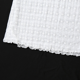 Lace hem v neck textured spaghetti strap midi dress