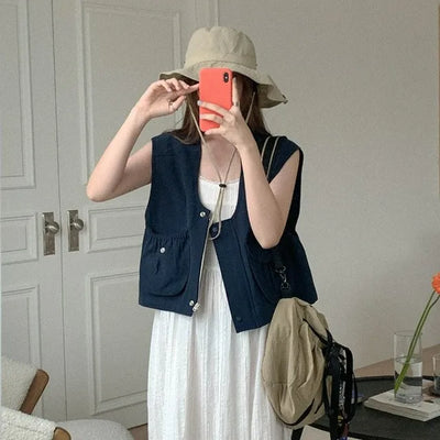 Cotton pocket vest