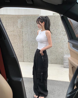 Cotton strap cargo pants (3 colors)