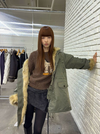 [NeverSeez] Pony Pattern Crew Neck Sweater