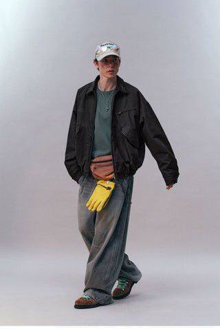 [Monterest] Washed Cotton Work Jacket with Leather Collar