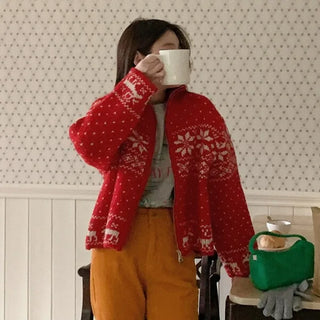 Snowflake Knit Zip-Up
