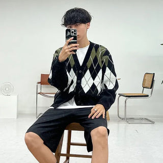 Argyle knit cardigan