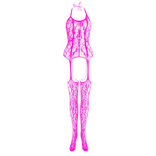 Halter knotted suspender lace bodystocking
