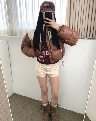 suede banding shorts