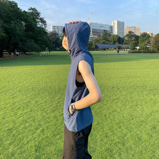 Nylon hooded zip-up