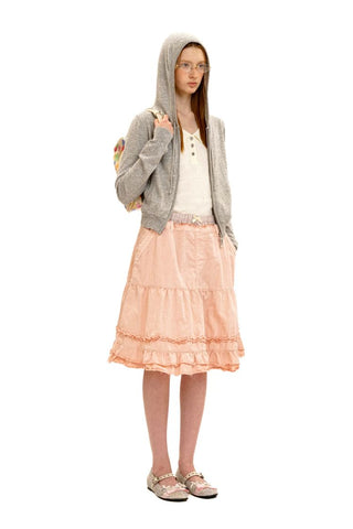 [Moromoro2] Layered Waist Ruffle A-Line  Skirt
