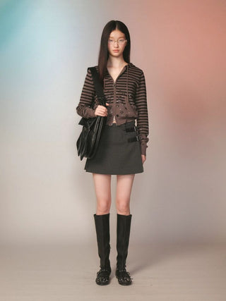 [Moromoro2] Star Striped Rhinestone Knit  Top