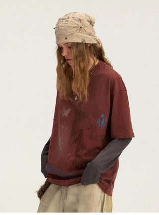 [Monterest] Washed Horse Sketch Print Tee