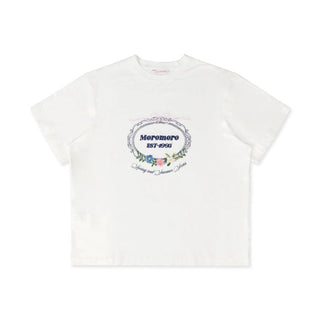 [Moromoro2] Bow Embroidery Flower Washed Cotton  Tee