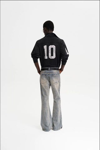 [MASONPRINCE] Washed Slub Denim Micro-Flare Jeans