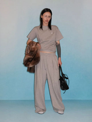 [MASONPRINCE] Cotton Pleated Wide Leg Sweatpants