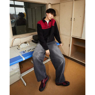 Washed balloon denim pants