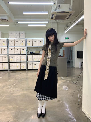 NEVERSEEZ Checkered Patchwork Skirt