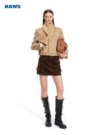 [NOTAWEAR] Washed Corduroy Cargo Mini Skirt