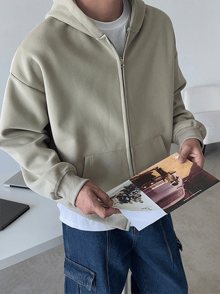 Hans Minimal Laminated Zip-Up Hoodie