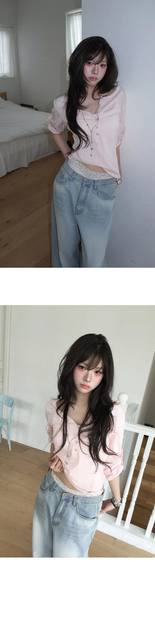 Highly Praised Split Super Wide Light Blue Faded Denim Pants
