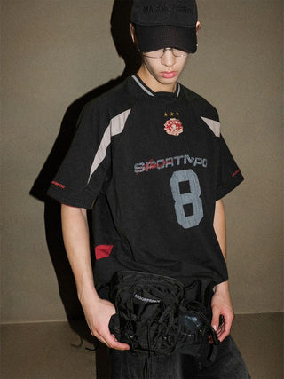[MASONPRINCE] Oversized Deconstructed Jersey T-Shirt