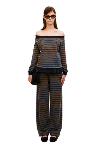 [Moromoro2] Tencel Linen Striped  Sweatshirt/Pants