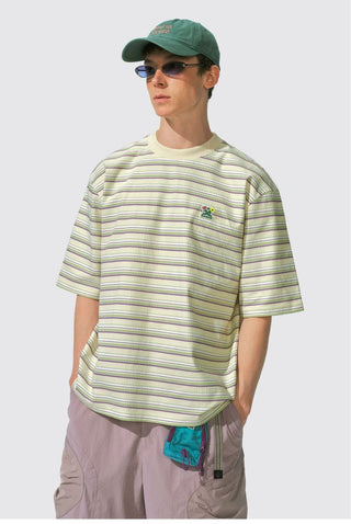 [Monterest] Waffle Knit Striped Logo T-Shirt
