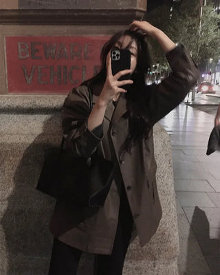 Vegan leather half trench coat