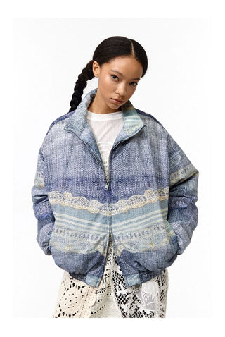 CONP Faux Lace Denim Quilted Jacket
