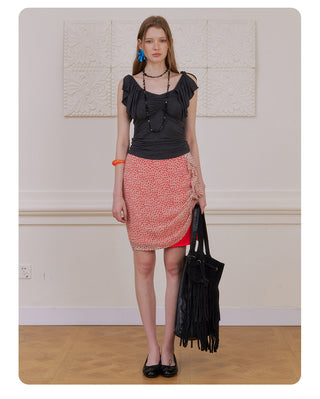 [NECY] Orange Soda Pop Shirring Midi Skirt