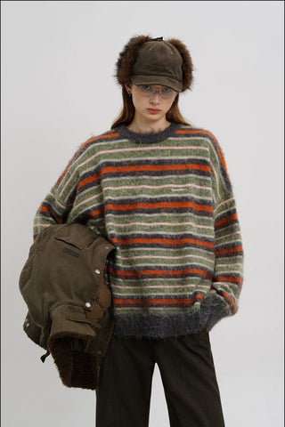 [MASONPRINCE] Striped Wool Blend Crewneck Sweater