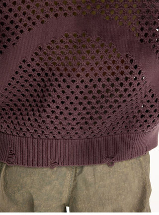 [Monterest] Spiral Mesh Washed Hooded Knit Cardigan