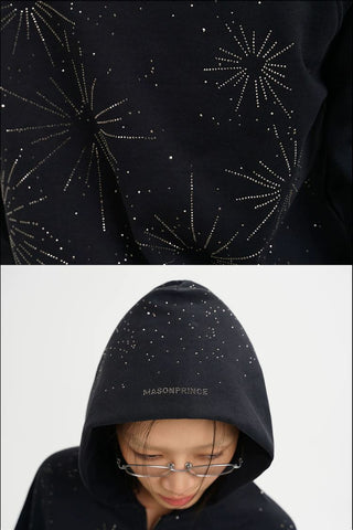 [MASONPRINCE] Firework Rhinestone Hoodie Set