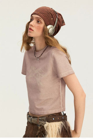 [Monterest] Unicorn Print Slim Fit Cropped Tee