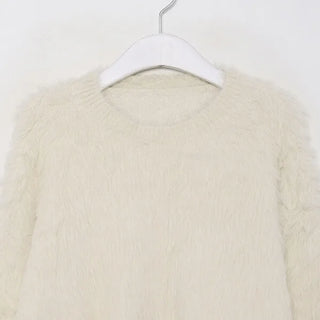 Faux fur cropped knit