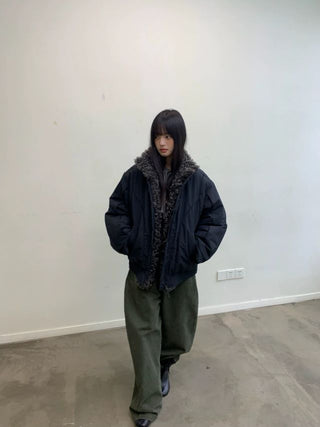 NEVERSEEZ Detachable Fur Collar Parka Jacket