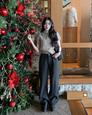Striped Border Denim Pants