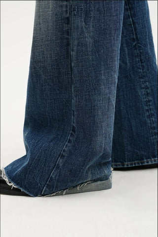 [MASONPRINCE] Deconstructed Whisker Micro Flare Jeans