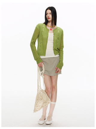 [NECY] Green Garden Lace Camisole & Shirring Mini Skirt