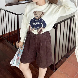 Two-pleat corduroy shorts