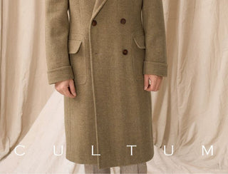 [CULTUM] Heavyweight Wool Herringbone Polo Coat