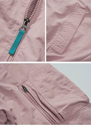 [Monterest] Water-Resistant Contrast Collar Zip Jacket