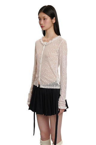 [moromoro2] Lace Trim Fitted Top