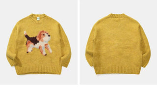 [Monterest] Relaxed Fit Dog Pattern Knit Sweater