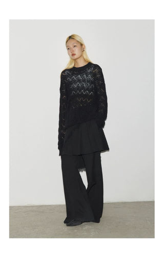 CONP Lace Pleated Skirt & Pants (Black)