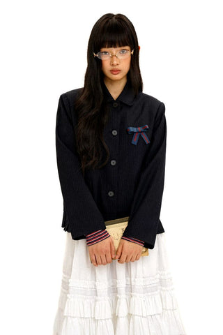 [Moromoro2] Doll Collar Pleated Hem  Blazer