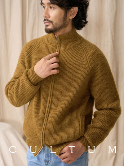 [CULTUM] Wool Stand Collar Double Zip Cardigan