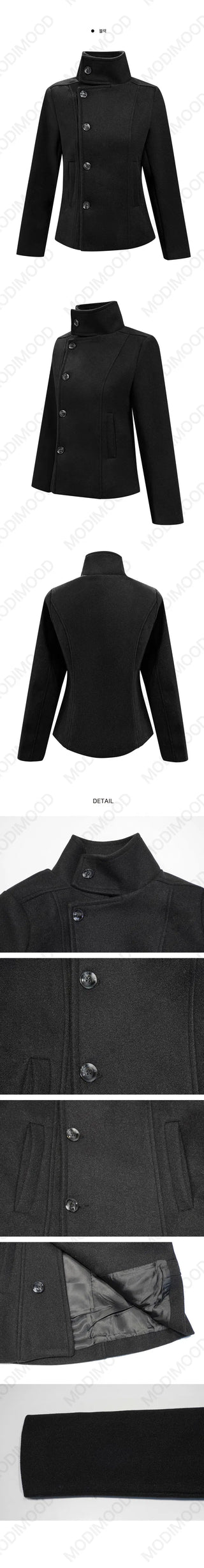 Slim-fit half-double high-neck wool coat - 1 color