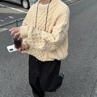 Cable knit oversized sweater