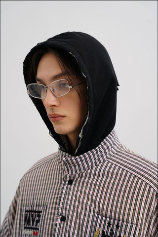 [MASONPRINCE] Plaid Hooded Shirt Jacket