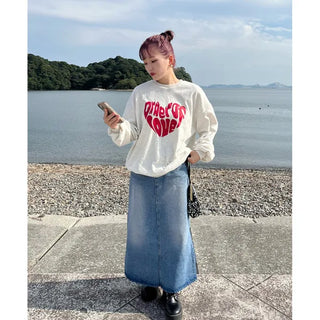 Long denim skirt