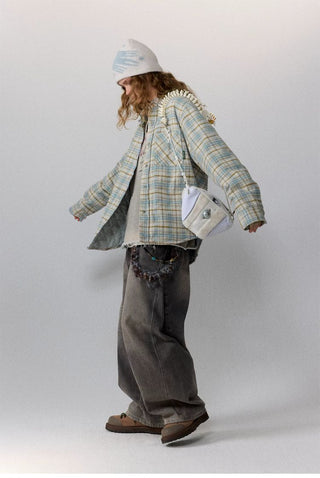 [Monterest] Quilted Padded Check Shirt Jacket